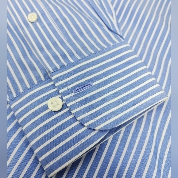 Brooks Brothers 16 1/2-4/5‎ Blue White Striped Button Down Dress Shirt - Picture 3 of 13